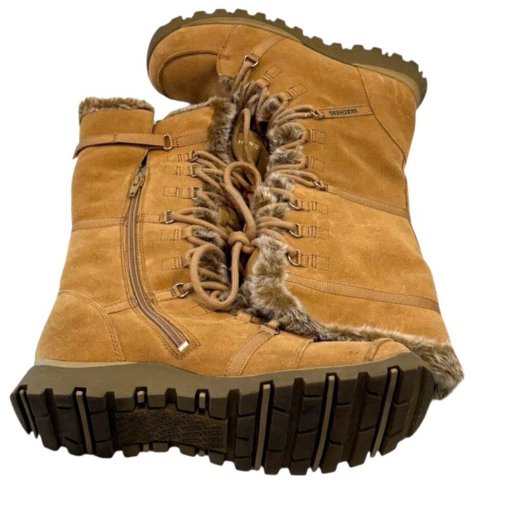 Skechers Boots Womens Grand Jams Unlimited Sand Suede Faux Fur Boho HTF Design 8 - Picture 5 of 10
